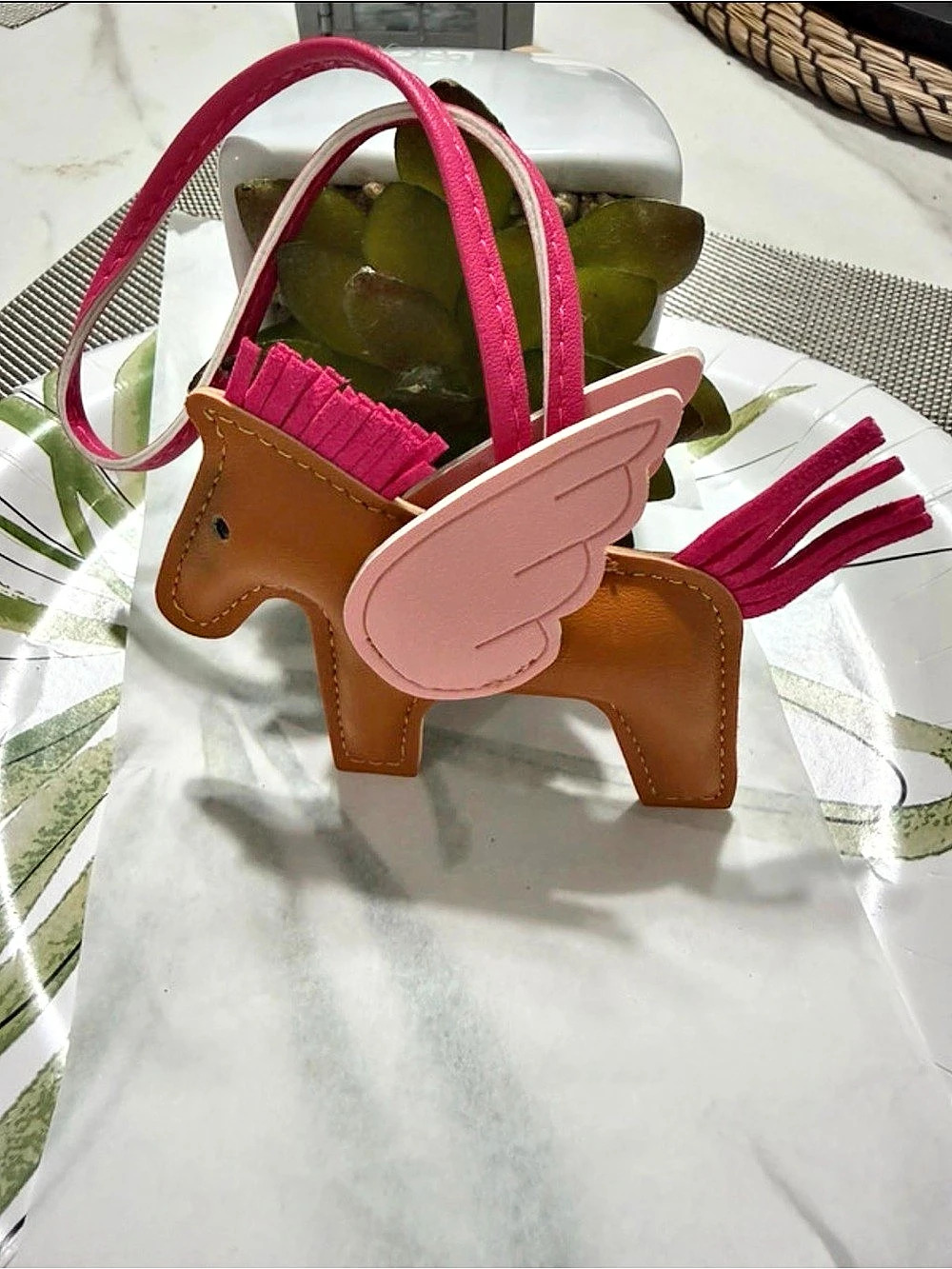 Winged Horse Mini Bag in Brown & Pink